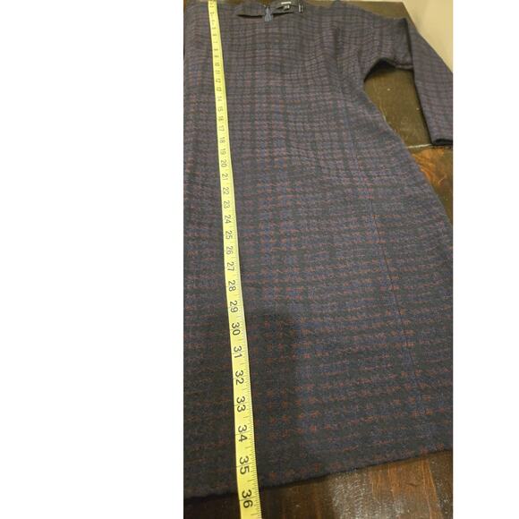 Theory Bodycon Blue Burgundy Checkered Short Classic Dress Womens Small - Picture 8 of 9